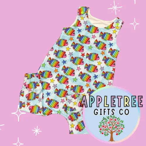 Rainbow Fish harem romper - Appletree Gifts Co