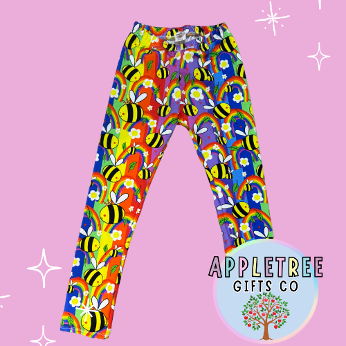 Rainbow bees Leggings Appletree Gifts Co