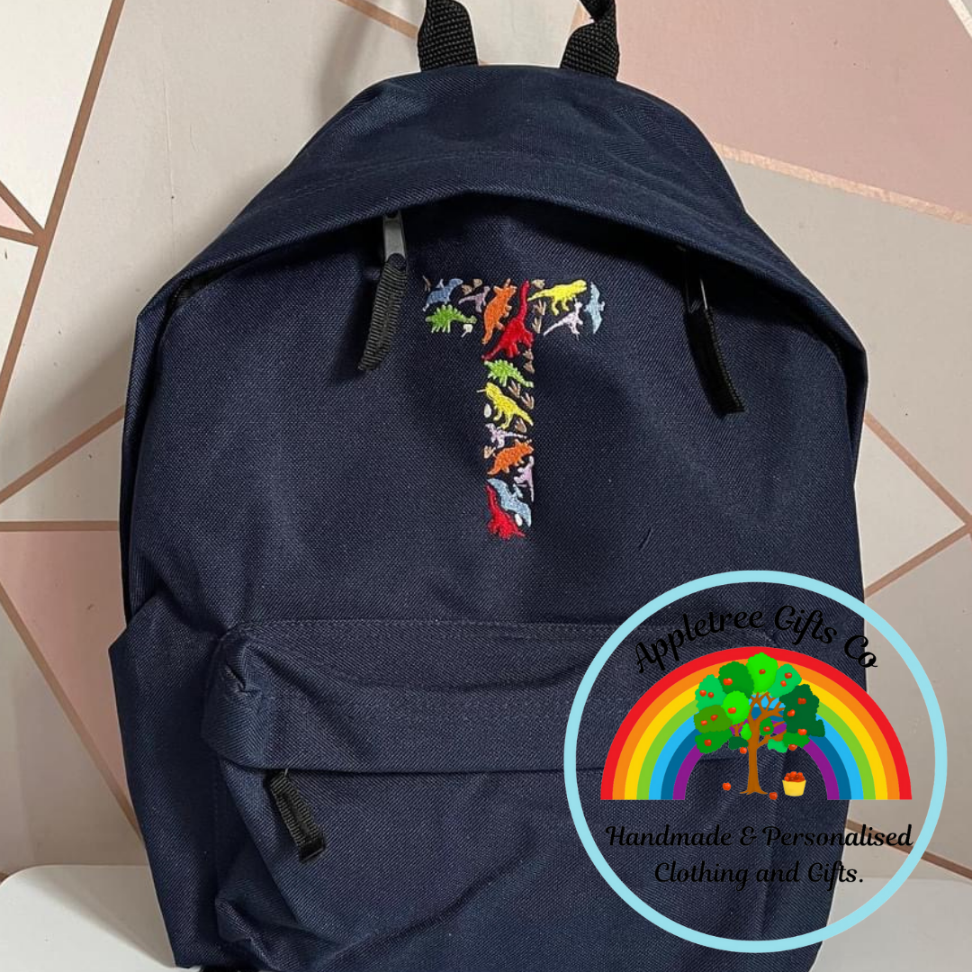 Dinosaur Emboridered Intial Backpack