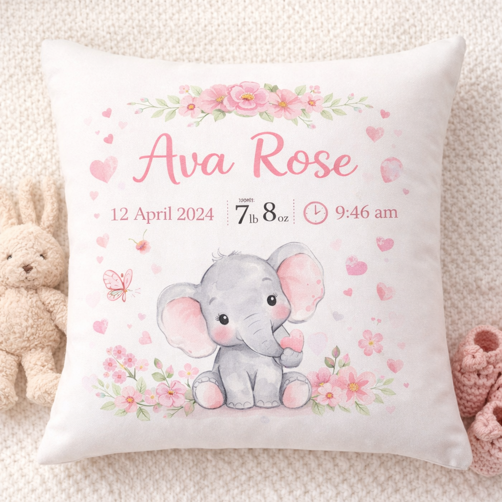 Baby Pink Elephant Birth cushion