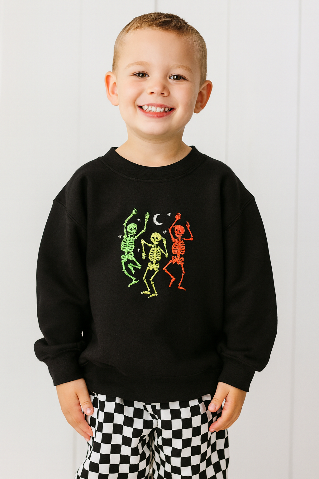 Embroidered Neon Dancing Skeletons jumper - Appletree Gifts Co