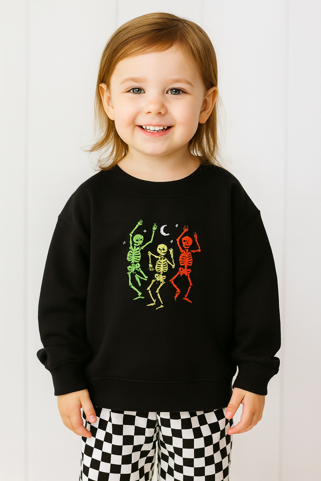 Embroidered Neon Dancing Skeletons jumper - Appletree Gifts Co