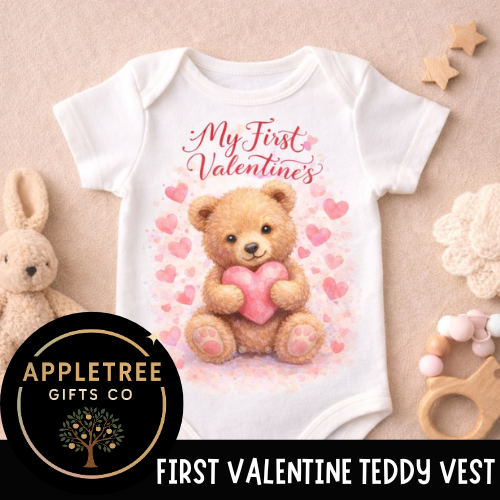 My First Valentine’s Teddy Bear Baby Vest - Appletree Gifts Co